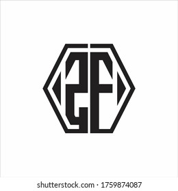 ZF-Logo-Monogramm mit sechseckiger, abgerundeter Design-Vorlage auf weißem Hintergrund