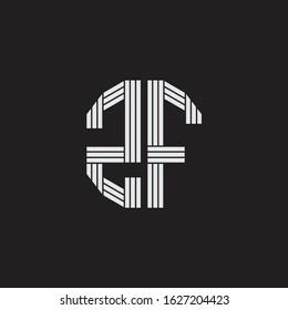 ZF Logo monogram with outline style linked isolated on black background
