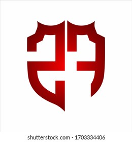 Plantilla de diseño monograma con colores rojos sobre fondo blanco