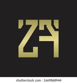 ZF-Logo mit quadratischer Design-Vorlage mit goldenen Farben