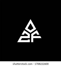 Logotipo de monograma ZF con forma de 3 piezas aislada en una plantilla de diseño triangular