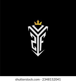 ZF monogram logo initial for shield  crown style design