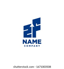 Logotipo de monograma ZF con flecha de diseño de estilo de espacio negativo