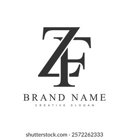 ZF trendy logotype template. Initial letter z and f classic font style. Creative logo for company name or identity. Vector illustration.