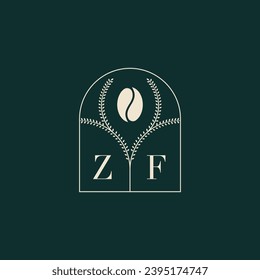 ZF Unique and simple logo design combination of letters and coffee bean