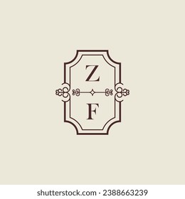 ZF vintage wedding initial logo in high quality professional design that will print well across any print media
