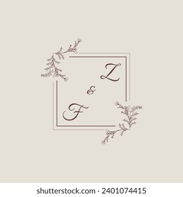 ZF Hochzeits-Quadrat-Monogramm mit hochwertigem professionellem Design, das gut drucken wird