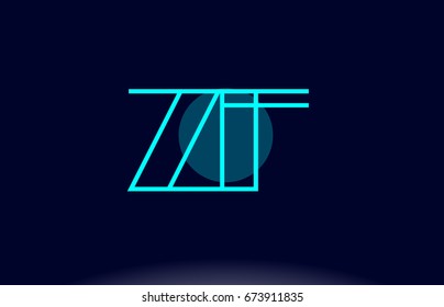 zf z f blue line circle letter logo alphabet creative company vector icon design template