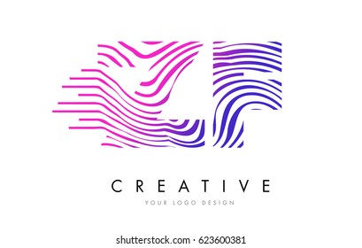 ZF Z F Zebra Letter Logo Design with Black and White Stripes Vector