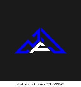 ZFJ letter logo creative design with vector graphic, ZFJ simple and modern logo in triangle shape.