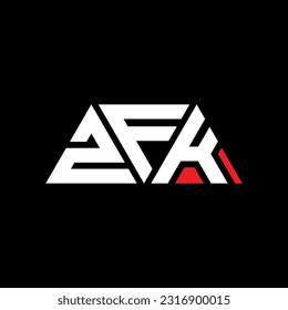 ZFK triangle letter logo design with triangle shape. ZFK triangle logo design monogram. ZFK triangle vector logo template with red color. ZFK triangular logo Simple, Elegant, and Luxurious