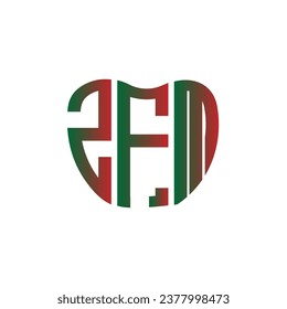 Diseño creativo del logo de la carta ZFM. Diseño único de ZFM.
