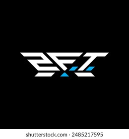 ZFT Brieflogo Vektorgrafik Design, ZFT schlicht und modern Logo. Luxuriöses ZFT Alphabet Design  
