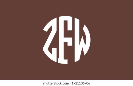 ZFW Circle Emblem Abstract Monogram Letter Mark Vector Logo Template