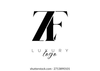 Logotipo de la tipografía del monograma de la letra de ZF, zf Serif para la identidad elegante de la marca de Premium
