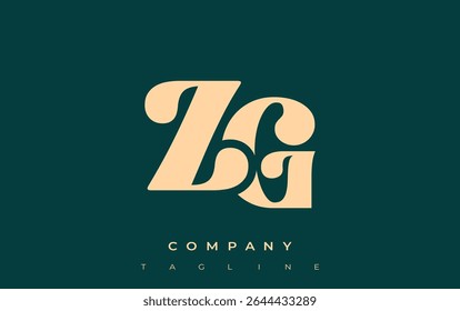 ZG Creative Abstract Typography Logo Design. Elegant logo combining bold typography and creative shapes, ideal for branding and identity solutions.