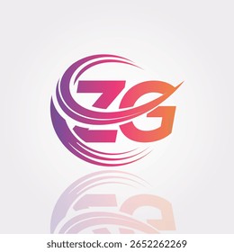 ZG Creative Gradient Swirl Monogram Logo - Design moderno da marca da letra abstrata para a marca profissional e identidade digital