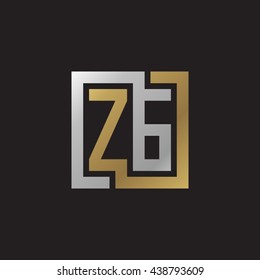 ZG initial letters looping linked square elegant logo golden silver black background
