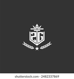 Diseño inicial del logotipo de la marca del monograma de ZG para la Imagen del Vector de la corona