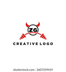 ZG initial monogram for fitnes or gym logo with devil style design