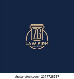 ZG initial monogram for law firm with creative circle line