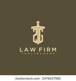 Monograma inicial de ZG para el logotipo de la firma de abogados con Imagen de estilo espada