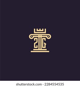 Initial-Monogramm-Logo von ZG für Anwaltskanzlei mit Säulenbild-Design