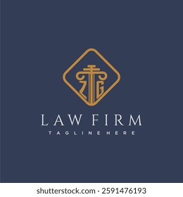 ZG initial monogram logo for lawfirm with pillar in creative square design