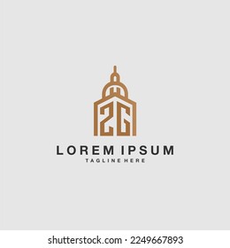 Logotipo inicial de ZG monograma inmobiliario con diseño imperium