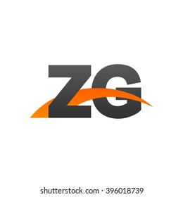 ZG initial overlapping swoosh letter logo black orange