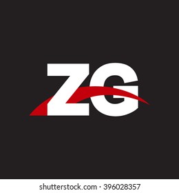 ZG initial overlapping swoosh letter logo white red black background
