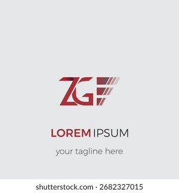 El logotipo de las iniciales ZG está decorado con tres líneas. Diseño minimalista con letras abstractas estilo línea.