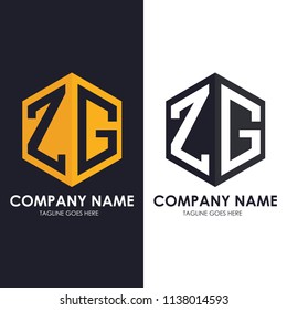ZG Letter Initial Logo Design with black and white background