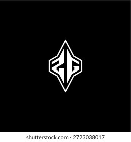 ZG letra inicial logotipo esport conceito techno estilo de corrida design moderno monograma de jogos