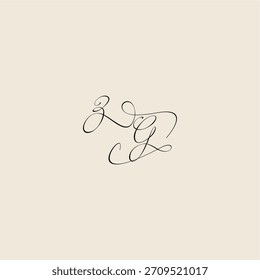 Logotipo elegante del concepto del monograma de la curva del estilo minimalista del diseño real inicial de la letra de ZG