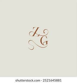 ZG letter initial with thin line contemporary modern curvy monogram wedding style logo concept