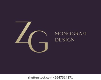 ZG letter logo icon design. Classic style luxury initials monogram.
