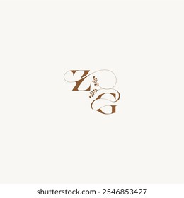 ZG letter wedding monogram logo initial elegant curve organic bold and hairline monogram