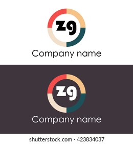 ZG letters business logo icon design template. Symbol with four colors circle