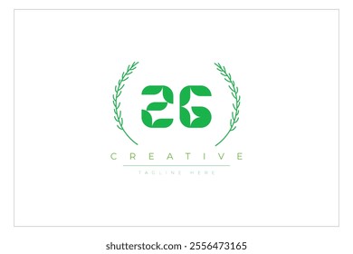 ZG letters eco logo with leaf. Fresh nature and healthy leaf logo design.