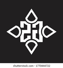 Monograma del logotipo ZG con cuatro cono redondeado por la plantilla de diseño de forma
