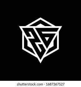 ZG-Logo-Monogramm mit Dreieck- und Sechskantform einzeln auf schwarz-weißem Hintergrund