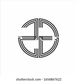 ZG Logo monogram triple ribbon style line design template isolated on white background