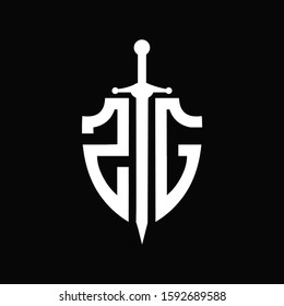 ZG logo with shield shape and sword