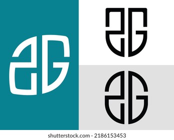 ZG modern initial letter logo design vector bundle. It will be suitable for which company or brand name start those initial.