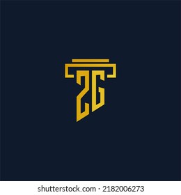 Logotipo inicial del monograma ZG para la firma de abogados con diseño de hitos