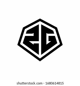 ZG monogram logo with hexagon shape and line rounded style design template isolated on white background