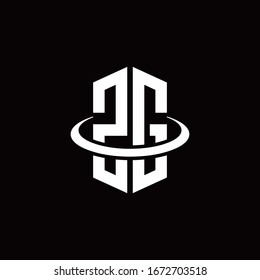 ZG-Monogramm-Logo im Hexagon-Stil, umgeben von einem Ring