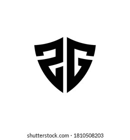 ZG monogram logo with shield shape design template isolated on white background