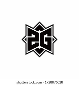 Logo de ZG monograma con plantilla de diseño de esquema de estilo de rotación cuadrada